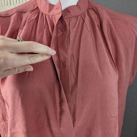 New Vine & Love Small Textured Button Down Rose Pink Shirt - Picture 8 of 8